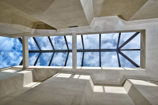 Skylight ceiling with clouds