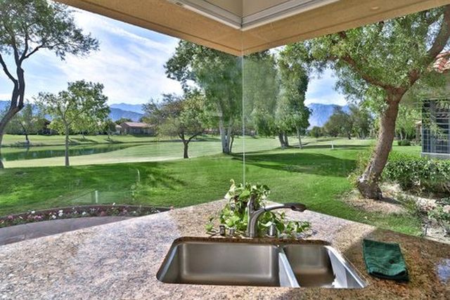 Outdoor sink with golf course view